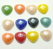 200 Mixed Color Luater AB Heart Flatback Glass Cabochon Ceramic Half Pearl 8X8mm