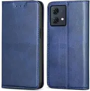 Wallet Cover for Motorola Edge 50 Neo 5G (6.4 Inch) - PU Leather Pockets Shockproof Magnetic Flip Card Holder Case (Blue)