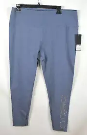 Bebe Sport Women's Leggings Size 2X Active wear Blue Sequin Logo Pants NWT