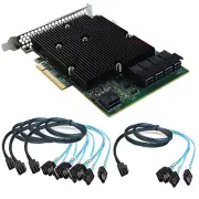 New LSI SAS 9300-16I 12GB/S HBA BUS ADAPTER CARD IT Mode 4*SFF-8643 SATA Cable