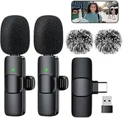 Lapel Microphone - Wireless Lapel Microphones | High-Quality Sound Noise-Cancelling Portable Recorder for Interviews Video Recording Vlogging Podcasting Content Creation Studio Streaming