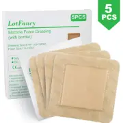 Border Self-Adherent Sterile Silicone Foam Dressing 6x6" Wound Gauze Waterproof