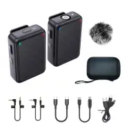Lavalier Recording Microphone Dual Channel with 98ft for Smartphone DSLR4392