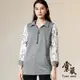 【TOWNWEAR棠葳】氣質花卉拼接千鳥紋長版上衣(女上衣/長袖/印花/翻領)