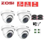 ZOSI 4 Pack 1080P Security Cameras 2.0MP Waterproof White Dome Surveillance Cam