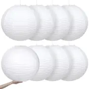 8 Pieces 30 Inch White Jumbo Paper Lanterns Large Hanging Chinese Japanese Pa...