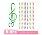 100PCS Paper Clips Cute Musical Note Paperclip Multicolor Metal Bookmarks for Music Enthusiast for Party Invitation Card Notebook Files Office School Sup