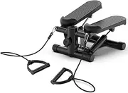 Stepper for Exercise at Home with Resistance Bands Display 100kg Stair Stepper Black