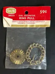 NOS Vintage Easy Up Oval Decorative Ring Pull Hardware