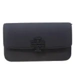 【TORY BURCH】TORY BURCH 專櫃新色霧黑立體LOGO翻蓋手拿/肩背二用包(霧黑色/側肩包/贈原廠防塵袋紙)