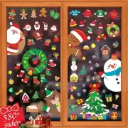 380PCS Christmas Window Clings, Colorful Static Stickers Reindeer Bells Elf S...