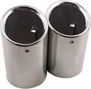 Stainless Steel Tail Throat Car Exhaust Muffler Tube Exhaust Tip Deafener Compatible For BMW X1 F48 2016 2017 2018 2019 Accessories 2pcs(Silver)