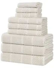 Superior Naples Medium Weight Checkered & Ribbed 9pc Towel Set