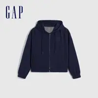 在飛比找蝦皮商城優惠-Gap 女裝 Logo牛仔拼接連帽外套-海軍藍(840932