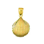 14K Gold Cockle Mollusk Shell Pendant