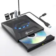 External USB C Portable CD/DVD +/-RW Drive/Player with SD Card Reader, USB 3....