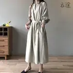 【衣途】韓系氣質長版連身裙洋裝(KDDY-B123) S 米杏色