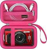 Canboc Carrying Case for OM System Tough TG-7/ OM System Olympus TG-6 Underwater Camera, Waterproof Camera Bag, Zipper Mesh Pocket fits USB Cable, Batteries, Rosered(Case Only)