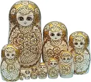 10Pcs Hand Painted Russian Nesting Doll Wood Stacking Toy Wooden for Table