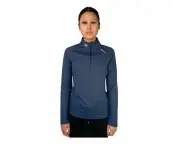Women's Half Zip Tech Long Sleeves Polo Shirt | Navy | Reflective