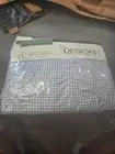 JC Penney Blue Gingham Fitted Twin Sheet Percale 200 Thread Count New NOS Vtg