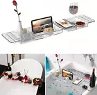 Bathtub Tray Caddy, Clear Acrylic Anti-Slip Bath Tub Shelf Caddy Tray Expandable