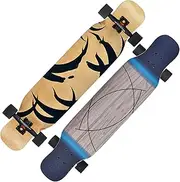 Sports Longboard Skateboard, 42-inch 8-Layer Maple Double-Turned Black Ponytail Pattern Brushing Street Dance Board Longboard Skateboard Suitable for Adult Young Girls