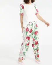 NEW PETER ALEXANDER LACE ROSE GARDEN PJ SET TOP & PANTS WOMENS RRP$149.90 XS