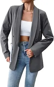[ZPLMIDE] Women's Casual Blazers Jacket Open Front Long Sleeve Fashion Blazers Work Office Business Lapel Button Blazers Jacket