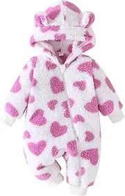 [Yaopelky] Newborn Baby Clothes Cute Bear Snowsuit Infant Fleece Hooded Romper Toddler One Piece Jumpsuit for Baby Girls