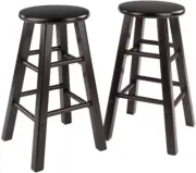 Element 2-Piece 24In Counter Stool Set, Espresso Finish, Solid Wood, Modern Desi