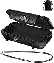 RUNTOO MU Portable Safe Box, Security Lock Case with 4-Digit Code, Waterproof Shockproof Travel Safe Lock Cash Box with Removable Wire Rope for Dorm, Travel, Beach, Hotel, Car, Home, Office