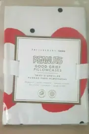 POTTERY BARN TEEN SNOOPY PEANUTS GOOD GRIEF PILLOWCASE SET NEW IN PACKAGE