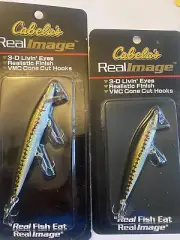 2 CABELA’S REAL IMAGE MINNOWS 3D eyes 3-1/2” & 4" New in Package