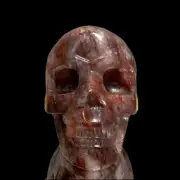 Hematoid Fire Quartz Skull Healing Crystal Carving 906g