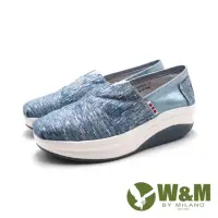 在飛比找momo購物網優惠-【W&M】女 BOUNCE絲線輕量增高厚底休閒鞋 女鞋(淺藍