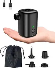 Electric Air Pump, Rechargeable Air Mattress Pump, 4000pa 12W Mini Portable Inflator Pump with 4 Nozzles, Perfect for Air Mattress Bed/Swimming Pool Floats Toys/Swimming Ring/Vacuum Bags