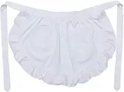 LAMOTIE Women's Waist Apron with Two Pockets Half Apron Maid Waitress Servant Costume Aprons for Kitchen Cooking Restaurant Coffee Shop (White)