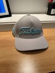 NEW Titleist Tour Stretch Tech Grey/Maui Blue L/XL Fitted Golf Hat/Cap