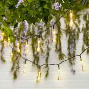 16 Ft. Solar Powered Warm White Raindrop Outdoor Garden Patio String Lights