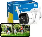 TP-Link Tapo Outdoor Security Camera, Weatherproof, No Hub Required, Compatible with Alexa & Google Home, 3MP Ultra-High Definition, Automatic Siren, 2-Way Audio, SD Storage (TC65), White (UK Version)