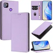 Compatible with Tecno Pop 4 Card Holder Cover,Compatible with Tecno Pop 4 BC2c BC1s Flip Kickstand Magnetic Closure Wallet Purple