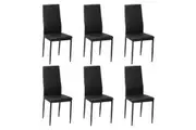 Oikiture 6PCS Dining Chairs High-Back Leather Black