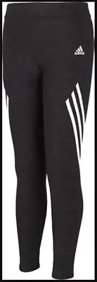 adidas Girls' climalite Wrap Stripe Tights Black Heather Size M Style #AK4603