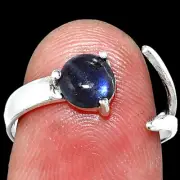 Adjustable - Blue Fire Labradorite 925 Sterling Silver Ring s.7 Jewelry R-1176