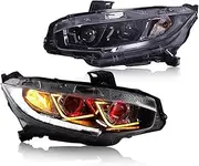 LED Headlights With Devil Eyes HeadLamps Assembly Car Accessories Start-up Animation Compatible With Civic/Hatchback 2016-2020(Halogen)