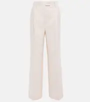 [Prada] Prada Cupro high-rise wide-leg pants AU 14 white