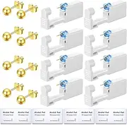 [Novopiercing] 24 Pcs Ear Piercing Kit Disposable Automatic and Painless Ear Nail Gun with 8 Pcs Earrings Stud With 3mm Diameter Ball With 8 Pcs Alcohol Pads Hypoallergenic Ear Studs