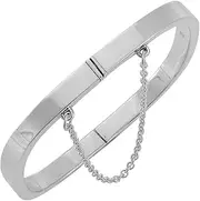 [Silverly] Square Hinged 925 Sterling Silver Bangle With Chain - Elegant Sterling Silver Bracelet for Women - Square Tube Bangle Bracelet - Wife Mum Auntie Birthday Gifts