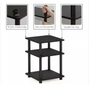NEW Furinno Turn-n-tube Easy Assembly Multipurpose 3 Shelf 15095bw/bk End Table